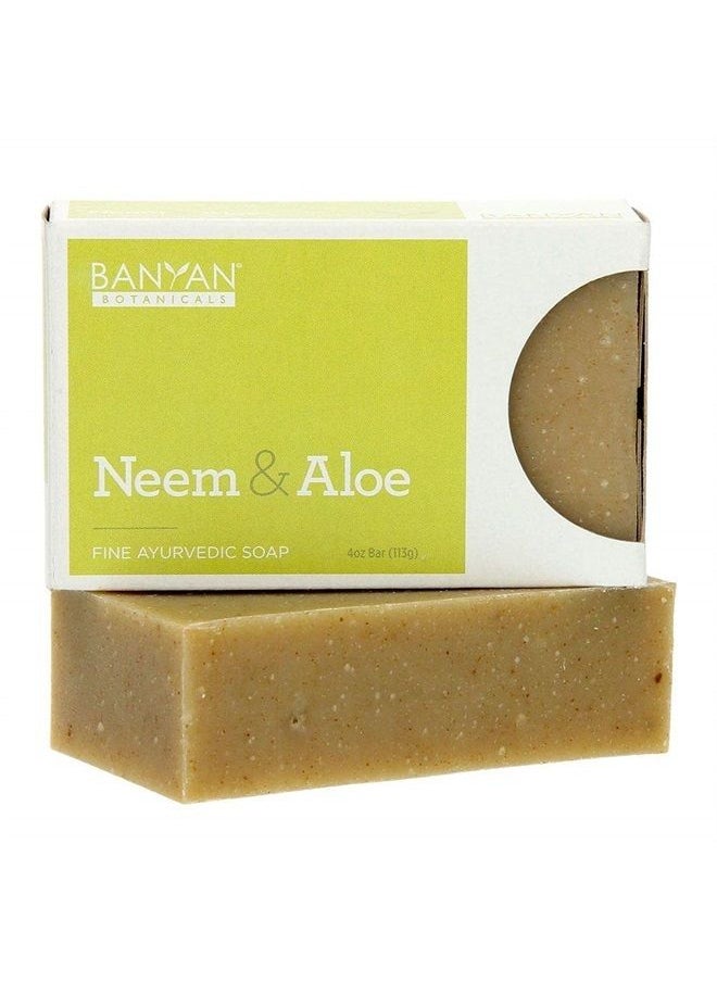 Banyan Botanicals Organic Neem & Aloe Soap - With Wheat Grass Powder, Vetiver Essential Oil & Rosemary Extract - 4 oz - Cooling & Soothing Blend that Gently Exfoliates the Skin  - Image 3