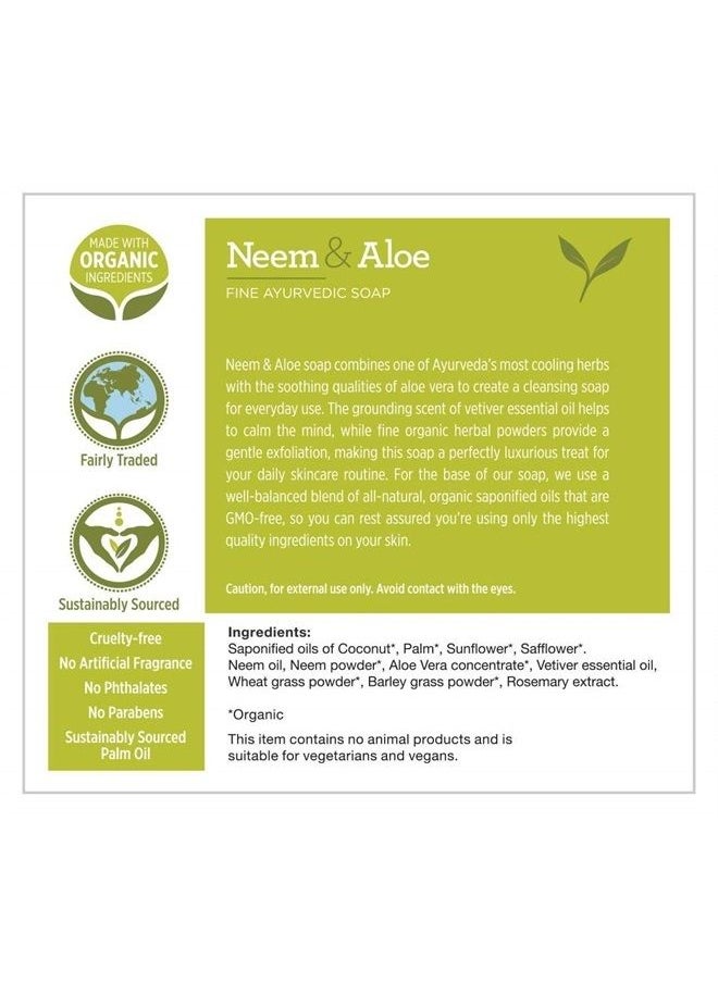 Banyan Botanicals Organic Neem & Aloe Soap - With Wheat Grass Powder, Vetiver Essential Oil & Rosemary Extract - 4 oz - Cooling & Soothing Blend that Gently Exfoliates the Skin  - Image 2