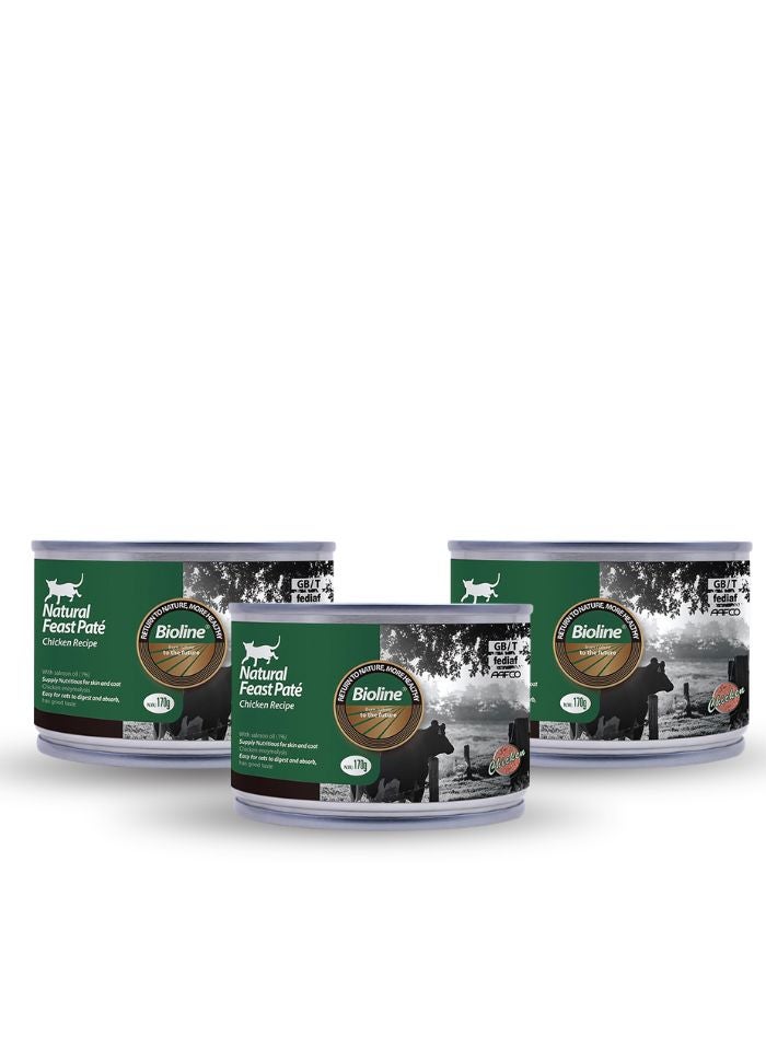 Bioline Cat Food Pate Chicken Recipe 170g (Pack of 3) - Image 1