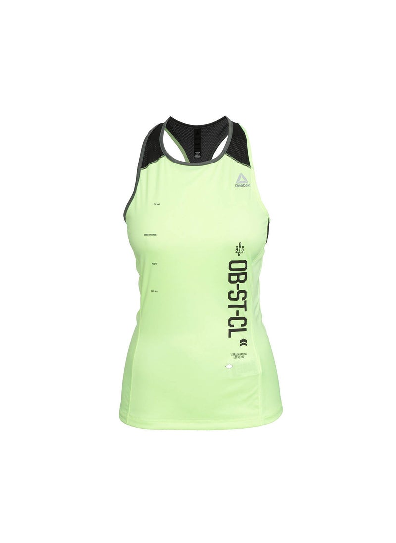 Reebok Women Obstacle Tech Running Tank Top, Neon Green and Black  - Image 1