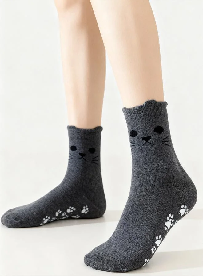 Styli Active Black Cat Paw Grip Silicon Pads Yoga Socks