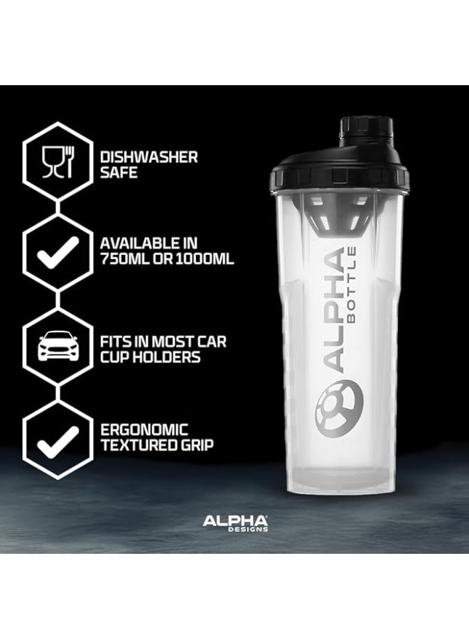 Alpha Designs Alpha bottle v2 anti-bacterial bpa and dehp free protein shaker with biocote technology (clear, 1000ml) - Image 4