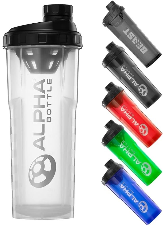 Alpha Designs Alpha bottle v2 anti-bacterial bpa and dehp free protein shaker with biocote technology (clear, 1000ml) - Image 1