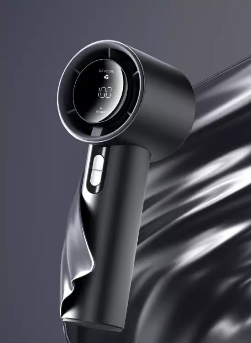 LOOPITYS Portable handheld fan outdoor battery 3000 mAh high-power LED display screen 100 high-speed portable fan personal fan rechargeable - black - Image 1