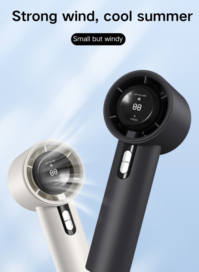 LOOPITYS Portable handheld fan outdoor battery 3000 mAh high-power LED display screen 100 high-speed portable fan personal fan rechargeable - black - Image 5