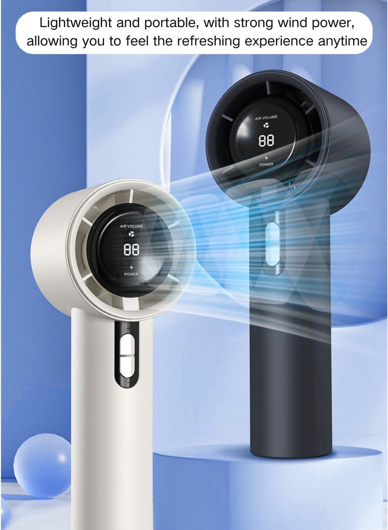 LOOPITYS Portable handheld fan outdoor battery 3000 mAh high-power LED display screen 100 high-speed portable fan personal fan rechargeable - black - Image 4