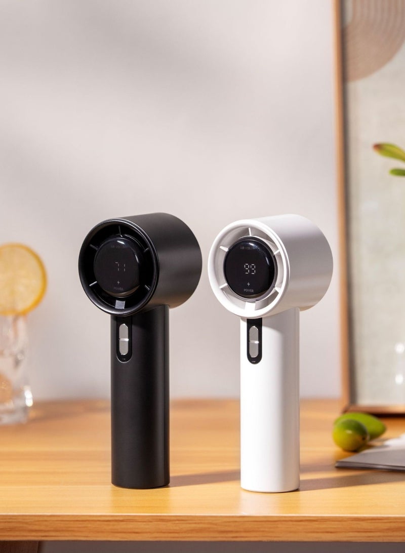 LOOPITYS Portable handheld fan outdoor battery 3000 mAh high-power LED display screen 100 high-speed portable fan personal fan rechargeable - black - Image 2