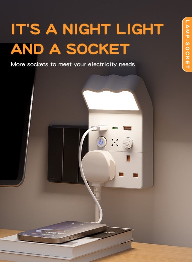 OSGONA Multi Plug Extension Socket, Electrical Connection, Electrical Outlet Extender, Power Extension , Universal Plug Adapter, with Remote Control, 3-Color Dimmable Night Light, 2 USB Ports and 1 Type-C Fast Charging Port, Phone Holder, UK 10A Switched Plug, 2500W Max Power, USB Wall Charger for Home, Office, Kitchen - Image 5