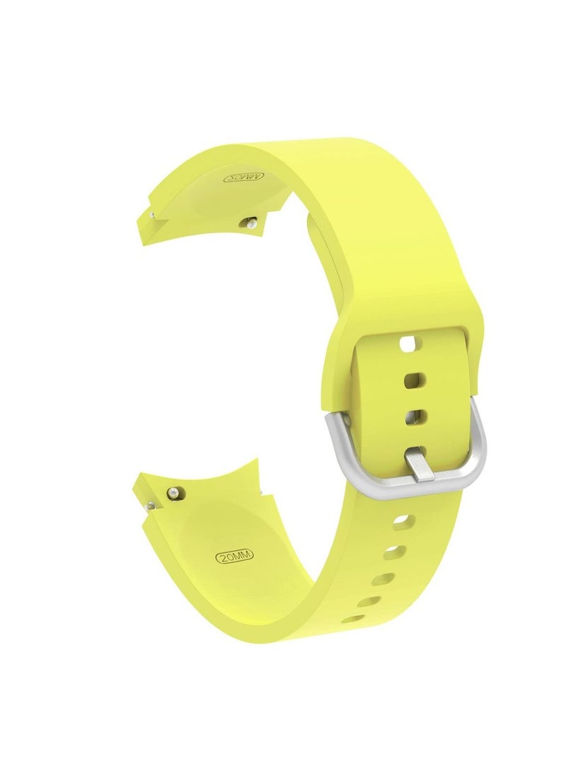 Risen 20mm Replacement Wrist Sports Silicone Strap For Samsung Galaxy Watch 4 Series / Active Yellow 