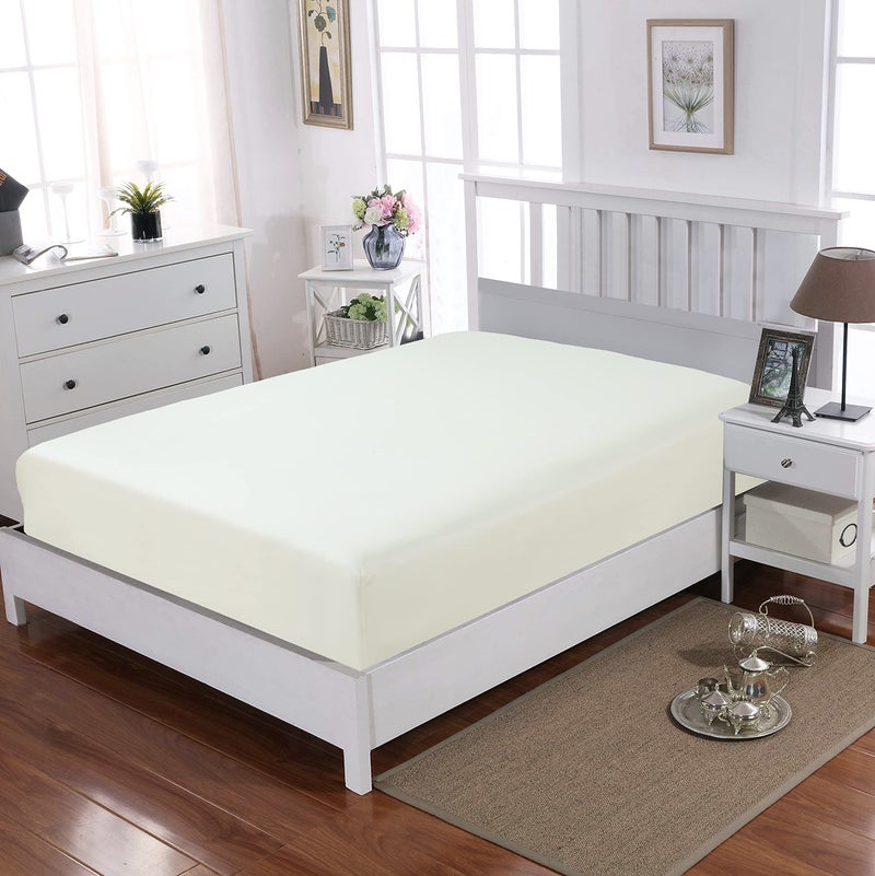 Sapphire Collection 300 Thread Count 100 Egyptian Cotton Fitted Sheets Double Cream