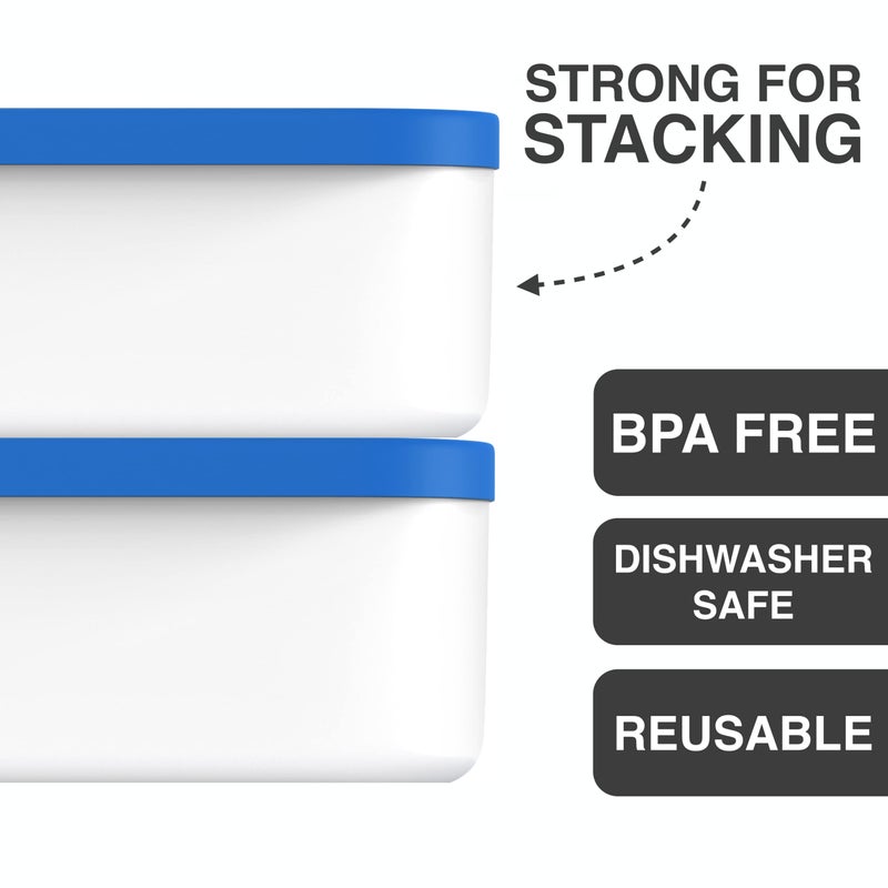 BALCI - Ice Cream Container - 2 Quart - Perfect Reusable Freezer Storage for Homemade Ice Cream Tubs for Sorbet, Frozen Yogurt and Gelato! - Flexible Silicone Lids, Long Scoop, Stackable - Blue - Image 5