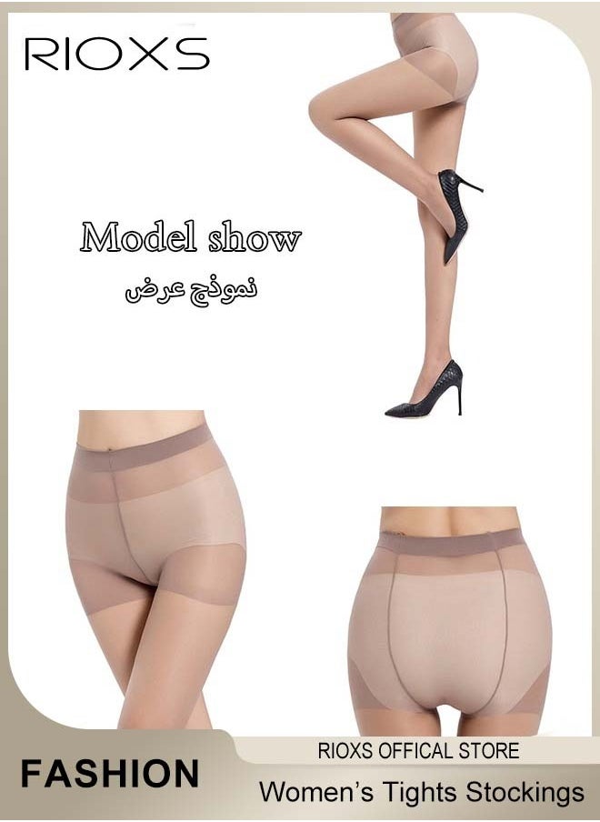 RIOXS Women's 4 Pairs Thin Tights, Opaque High Waisted Sheer Leggings, Ultra-Thin Soft Stocking, Ladies Pantyhose Hollow Stocks With Reinforced Toes, Women's Footed Pantyhose Hosiery Tights Stockings  - Image 5