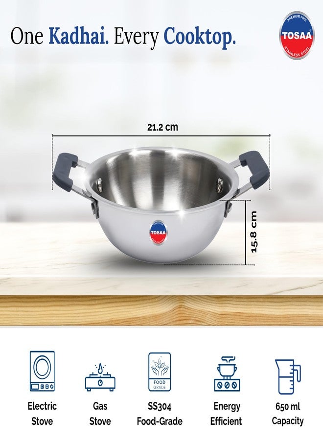 TOSAA TRIPLY MINI KADHAI, Mini Triply Kadhai – 3 Layer Base,Ideal for Frying, Tadka,Compact & Heavy Duty | Induction Base | Multipurpose Cookwar | 480 ml - Image 5