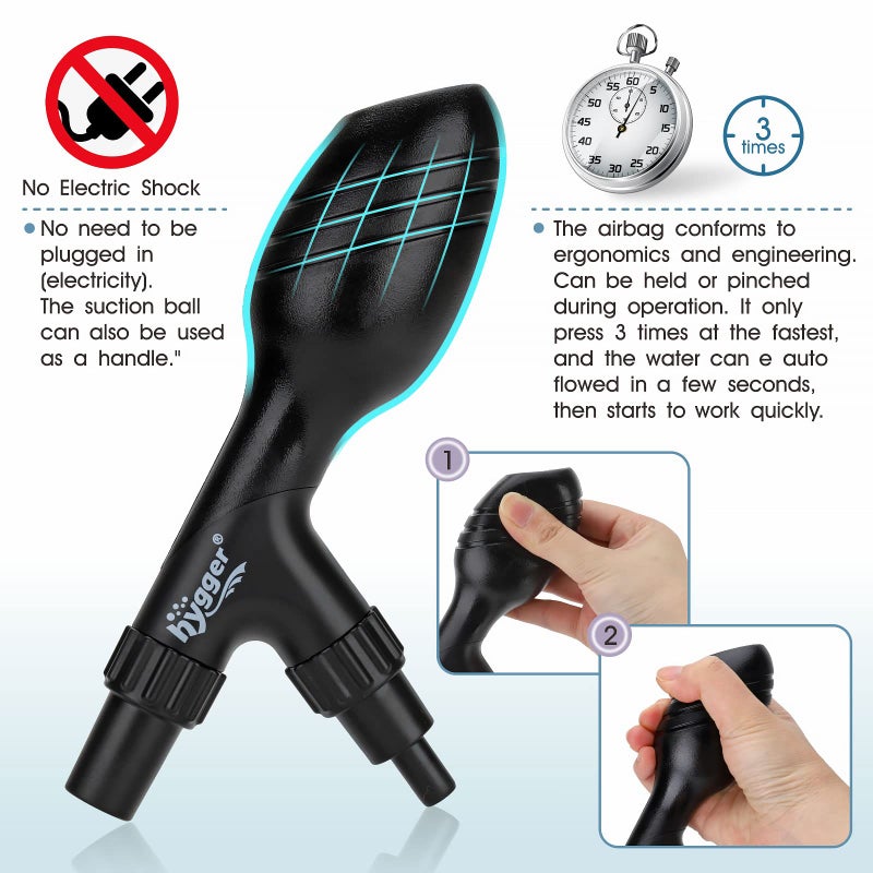 hygger Small Gravel Vacuum for Aquarium, Manual 80GPH Aquarium Gravel Cleaner Low Water Level Water Changer Fish Tank Cleaner with Pinch or Grip Run in Seconds Suction Ball Adjustable Length - Image 3