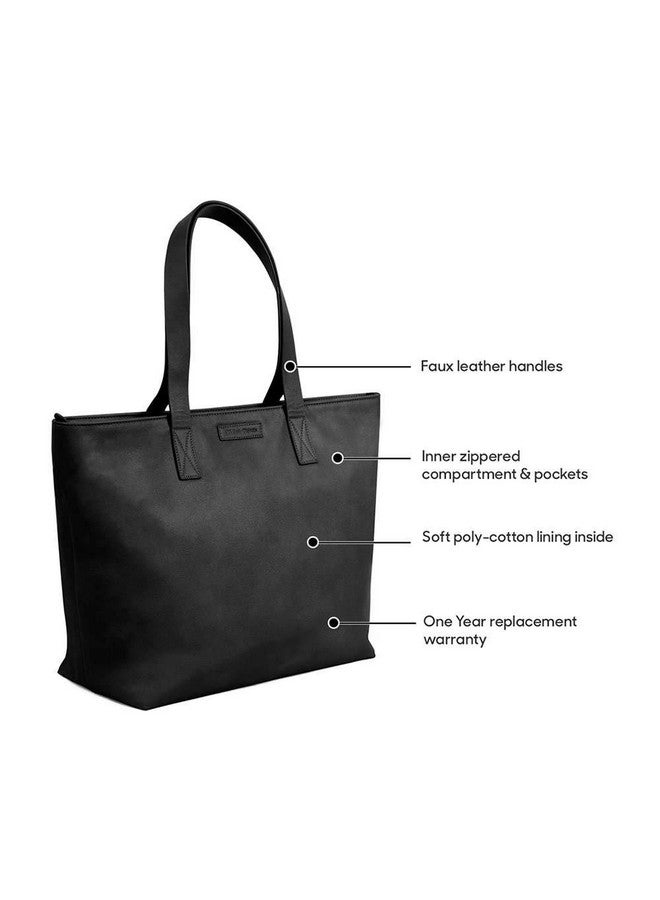 DailyObjects Women's Latest Tote Bag,Spacious,Stylish,Sturdy Vegan Leather Handbag With Zip Closure And Laptop Compatibility,Handcrafted Ladies Shoulder Purse For Daily & Office Use-Black - Utility - Image 2