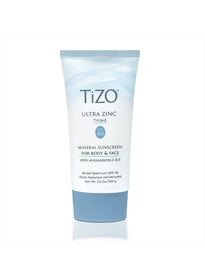 Tizo Ultra Zinc Body Face Sunscreen Tinted SPF 40, 3.5 oz - Image 1