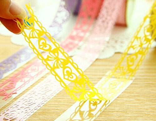 PDFans Washi Tape, 5 Roll Lace Flower DIY Decorative Masking Sticky Adhesive Tape for Scrapbooking & Phone DIY Decoration - Image 4