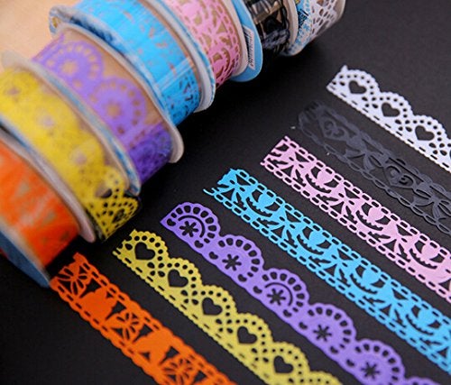 PDFans Washi Tape, 5 Roll Lace Flower DIY Decorative Masking Sticky Adhesive Tape for Scrapbooking & Phone DIY Decoration - Image 2
