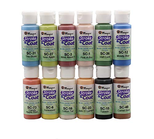 Creative Hobbies Mayco Stroke and Coat Glaze for Ceramics Kit 3 | 12 Assorted 2 oz Jars with How to Paint Pottery Book - Image 5