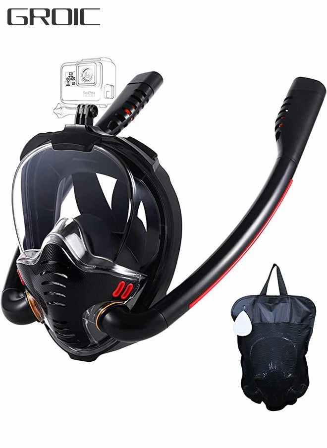 GROIC Full Face Snorkel Mask Adult - 2022 Latest Safe Breathing System,Anti-Fog Anti-Leak,180 Panoramic View with Camera Mount, Snorkel Mask with Adjustable Straps,Snorkeling Gear for Adults  - Image 1