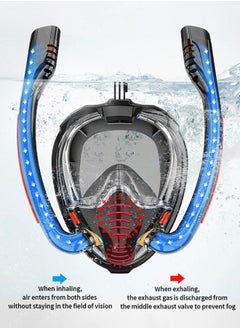 GROIC Full Face Snorkel Mask Adult - 2022 Latest Safe Breathing System,Anti-Fog Anti-Leak,180 Panoramic View with Camera Mount, Snorkel Mask with Adjustable Straps,Snorkeling Gear for Adults  - Image 4