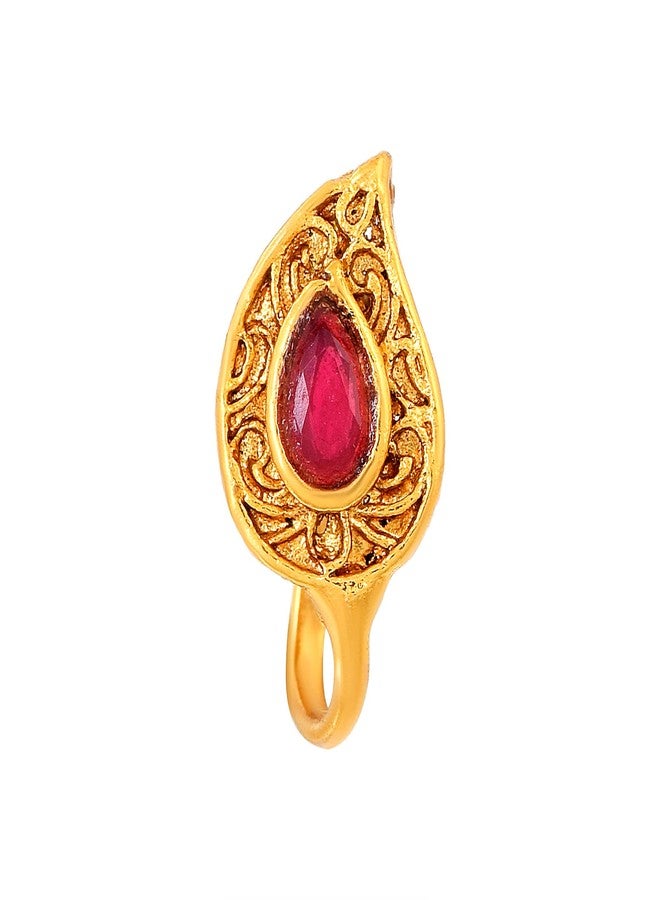 Memoir Memoir Goldplated Faux Ruby press and wear Nosepin Noseclip Nath ...