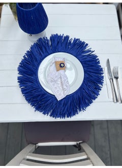 Maison Avf Glass Evil Eye Wicker Raffia 2-Pack Napkin Ring 6 cm  - Image 3