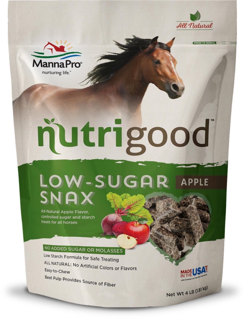 Manna Pro NutriGood Low-Sugar Apple Snax Horse Treats, All-Natural, No Added Sugar or Molasses, Low-Starch Formula, Ideal for Horses with Metabolic Needs, 4 lb Bag - Image 1