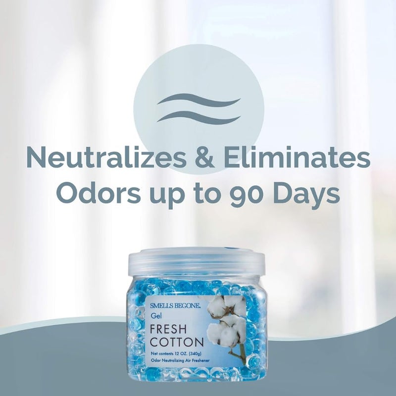 Smells Begone Odor Eliminator Gel Beads - Air Freshener - Eliminates Odor in Bathrooms, Cars, Boats, RVs & Pet Areas - Made with Essential Oils - Fresh Cotton Scent - 12 Ounce - Image 2