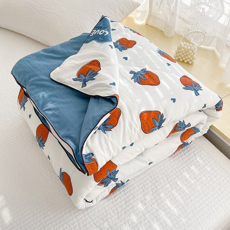 Spring And Printed Washed Double-Layer Yarn Soybean Fiber Summer Bedding Air Conditioning Bedding Summer Thin Bedding Live Generation - Image 1