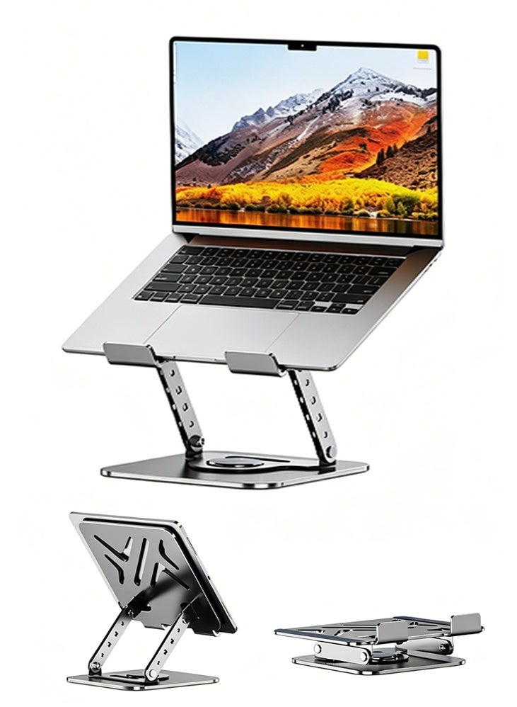 Adjustable Laptop Stand,720° Rotatable, Thickened Carbon Steel Foldable Notebook Riser, Hollow Heat Dissipation Universal Holder for Laptop, Tablet, Drawing Board Up to 17.3 Inch - Image 1