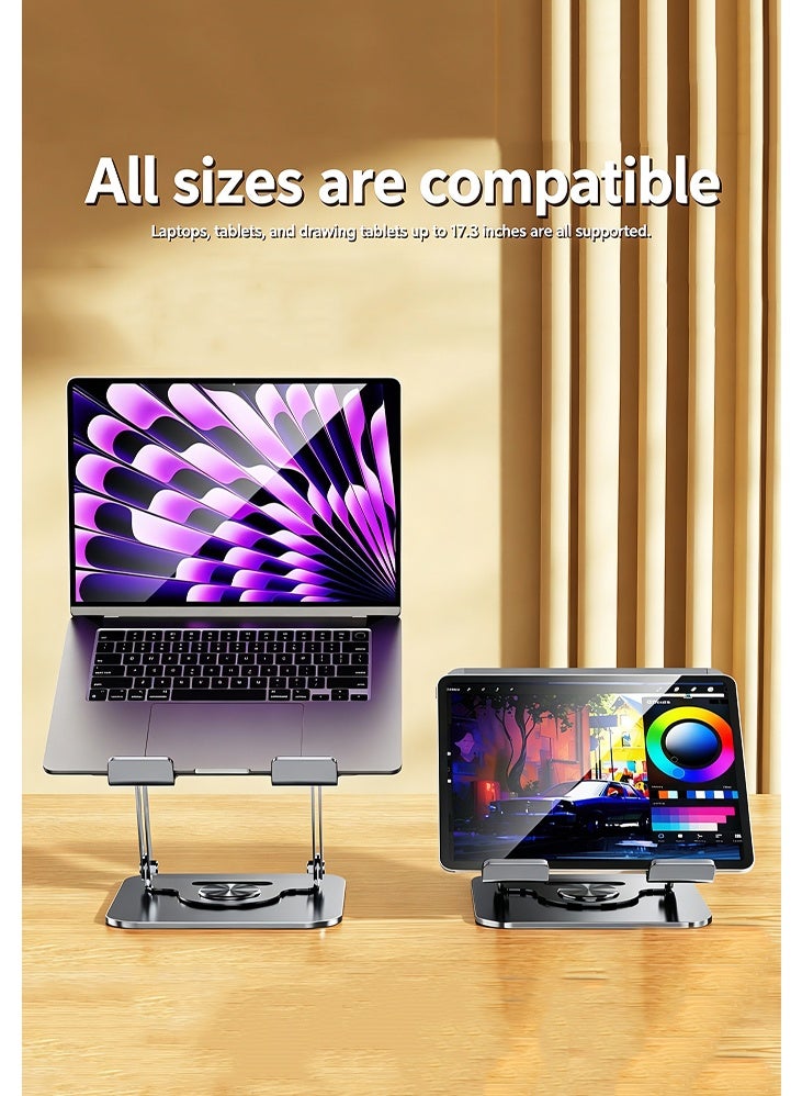 Adjustable Laptop Stand,720° Rotatable, Thickened Carbon Steel Foldable Notebook Riser, Hollow Heat Dissipation Universal Holder for Laptop, Tablet, Drawing Board Up to 17.3 Inch - Image 2