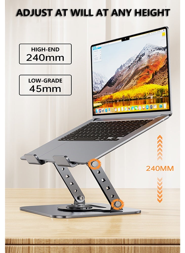Adjustable Laptop Stand,720° Rotatable, Thickened Carbon Steel Foldable Notebook Riser, Hollow Heat Dissipation Universal Holder for Laptop, Tablet, Drawing Board Up to 17.3 Inch - Image 5