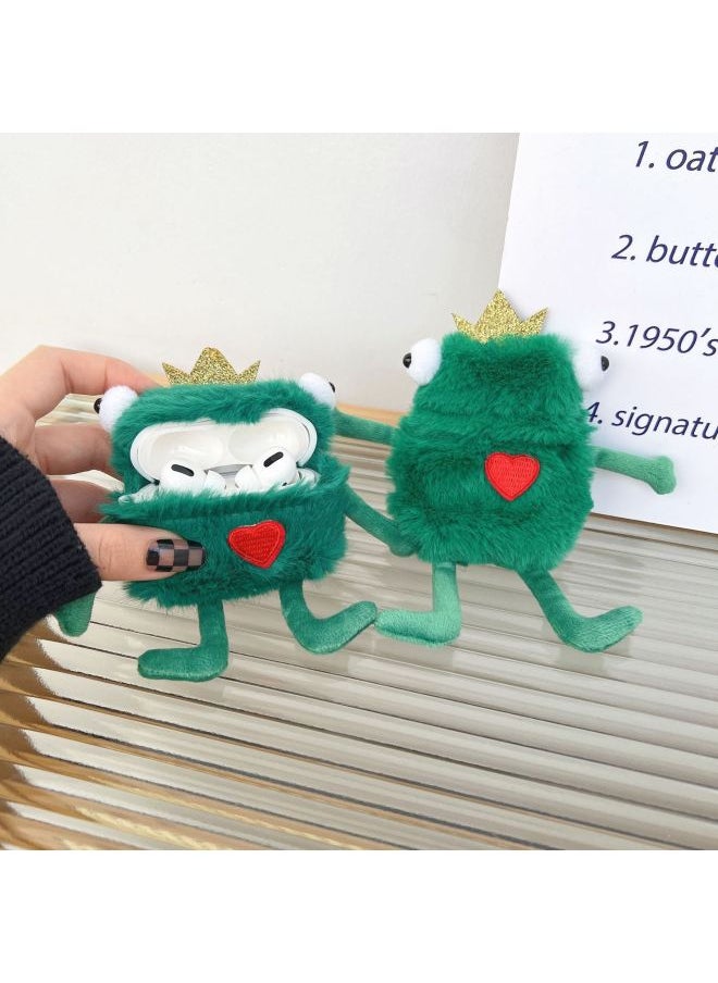 Generic - Airpods 4 Headphone Protective Case Cartoon Plush Doll For Apple1/2/3 Gen Pro Wireless Bluetooth Soft-Color:Plush Soft Shell-Plush Frog-Model:Airpods 4 (protective Case) - Image 1