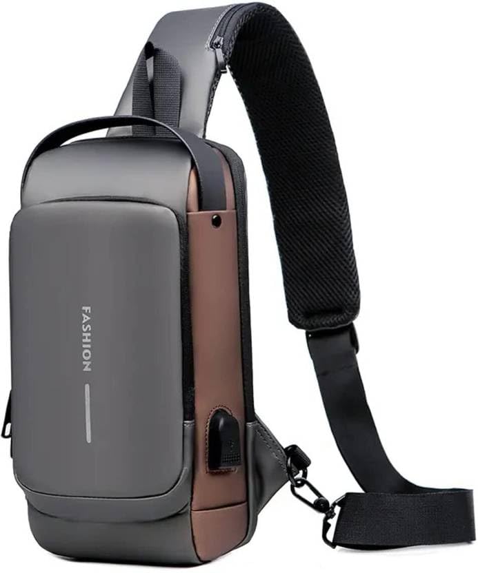 Fashion Anti-Theft Sling Bag with USB Port, Waterproof Crossbody Backpack, Casual Chest Shoulder Bag