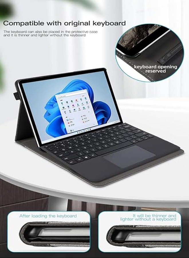 لجهاز Microsoft Surface Pro 9 (الطبعة 2022) / Pro 8 (الطبعة 2021) بقياس 13 بوصة - حافظة بزوايا متعددة مع جيب وحامل للقلم الضوئي. - Image 2