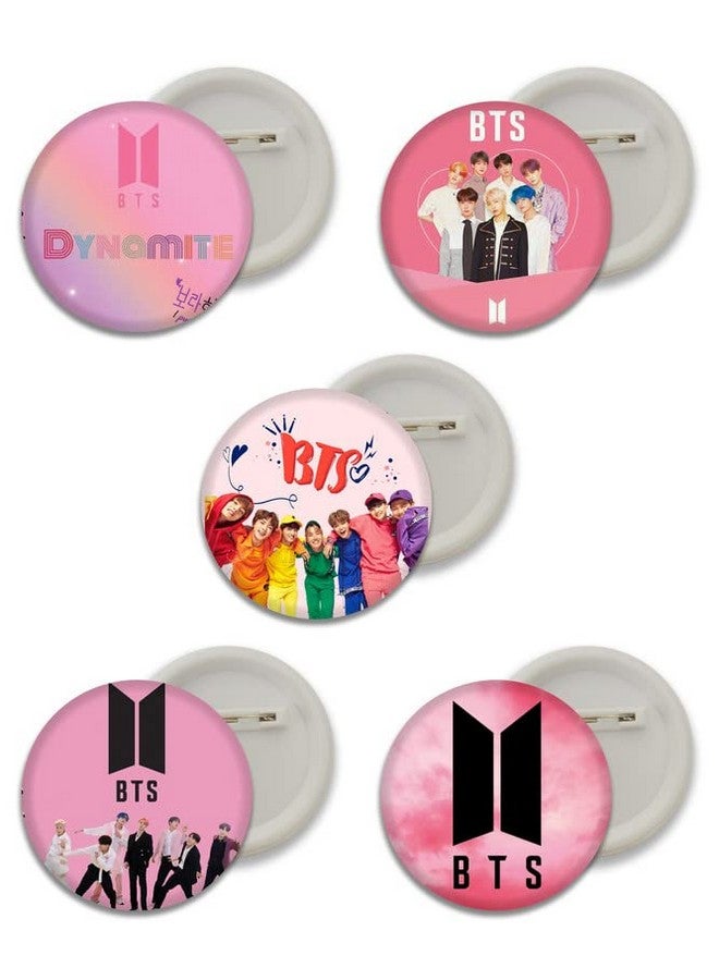 D2c D2C Plastic Premium BTS Round Pin Button Badge - Perfect for Boys, Girls, Men & Women | Trendy KPOP Batches for Bags, Backpacks | Ideal Birthday Gift | Size 58mm Multicolor (0+Years) Pack of 5 D1  - Image 1