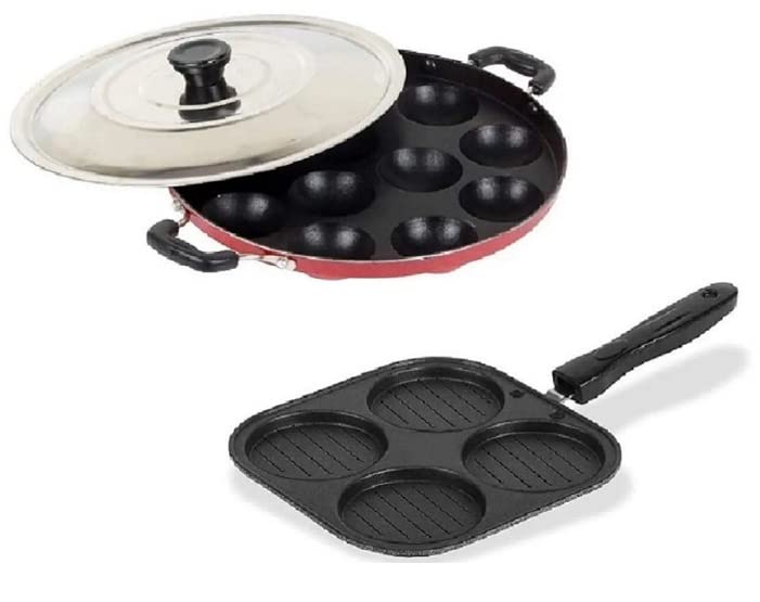 Dynore Non Stick Appam and 4 Cavities Mini Uttapam Maker- Set of 2 - Image 1