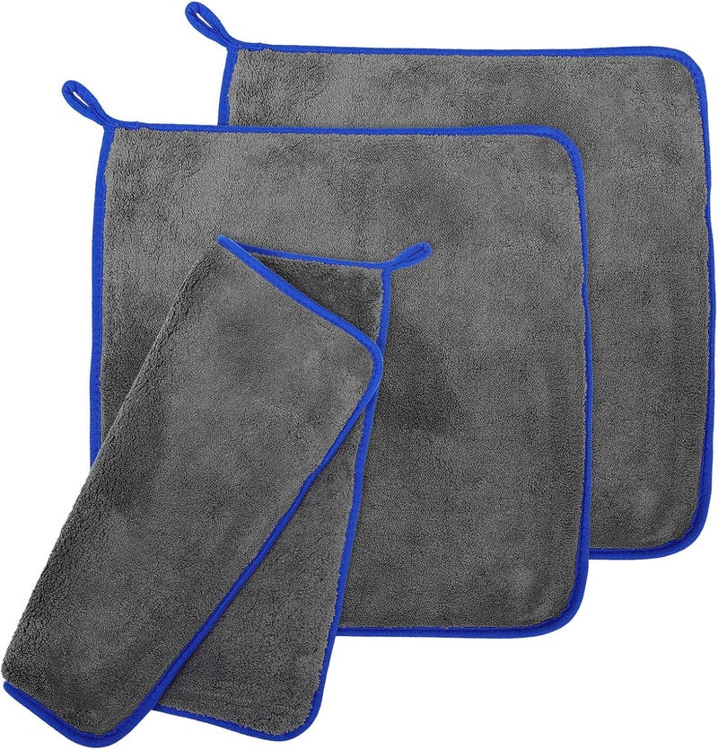 3pcs Car Microfiber Cloths 40x40cm Ultra Thick Coral Velvet 800gsm Absorbent Drying Cloths for Auto Detailing and Car Wash Maintenance - Image 1