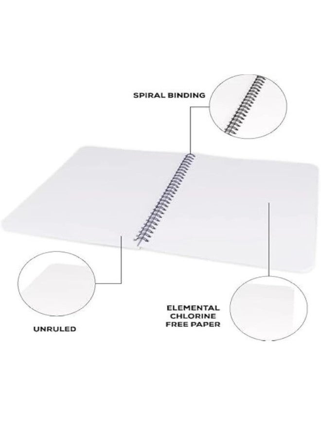 Spiral Notebook - A4 Size,200 Pages - Unruled (Pack of 5)/ Notebook For Students, Office/Plain Spiral Register - Image 4