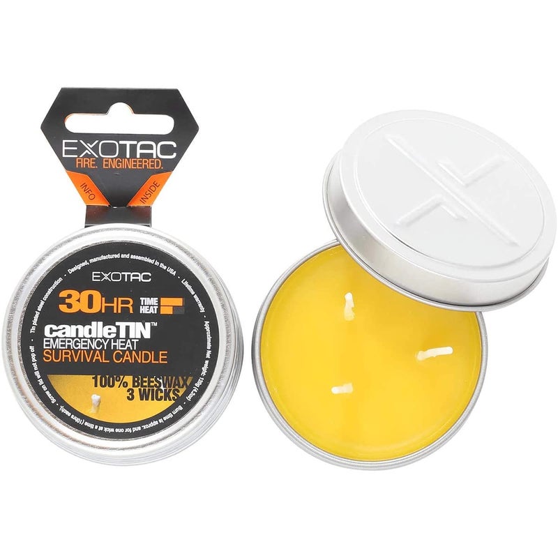 EXOTAC - candleTIN Large Slow Burn Beeswax Wax Survival Candle for Emergency Kits, Camping, Hiking, or Essential Supplies - Image 1