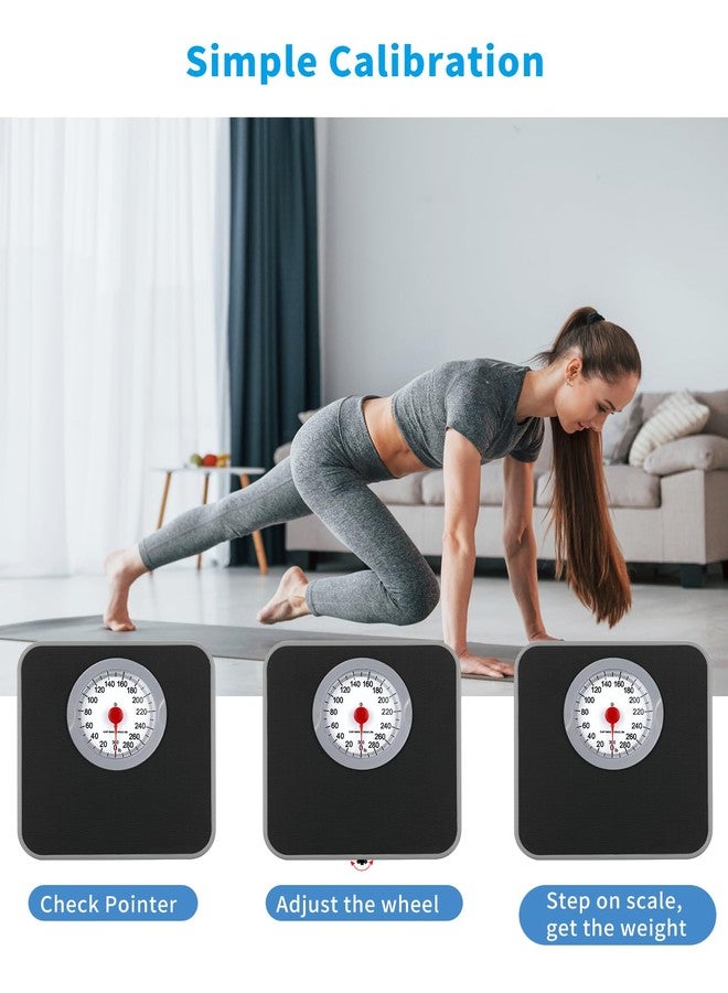 ONGTEED Analog Scale for Body Weight, Mechanical Bathroom Scale, Up to 300lb, Dial Scale with Wider and Thicker Anti-Slip Platform, Simple Calibration - Image 3