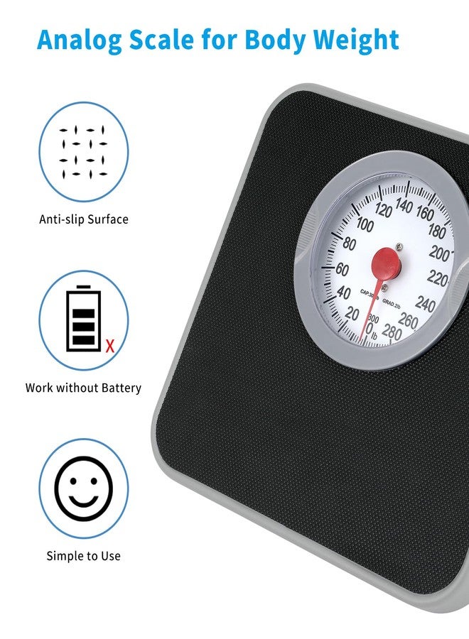 ONGTEED Analog Scale for Body Weight, Mechanical Bathroom Scale, Up to 300lb, Dial Scale with Wider and Thicker Anti-Slip Platform, Simple Calibration - Image 2