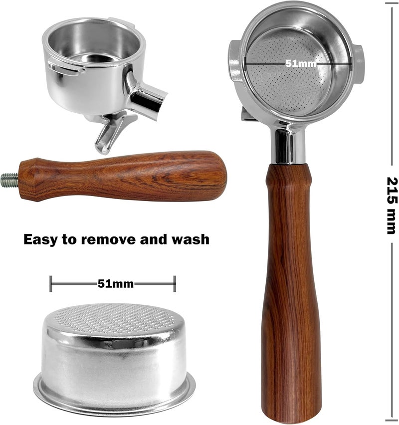 NEOUZA Espresso Portafilter 51mm Compatible with DeLonghi Stilosa ECP3121 ECP3321 ECP3531 Coffee Machine Nonpressurized Basket Double Spouts 2 Ears - Image 3