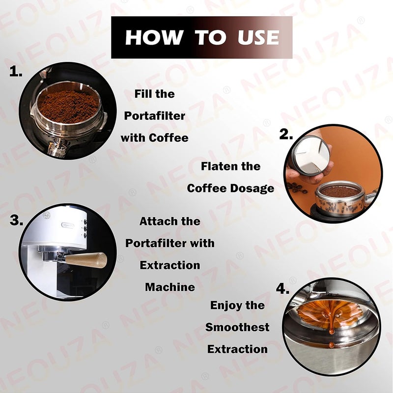 NEOUZA Espresso Portafilter 51mm Compatible with DeLonghi Stilosa ECP3121 ECP3321 ECP3531 Coffee Machine Nonpressurized Basket Double Spouts 2 Ears - Image 5