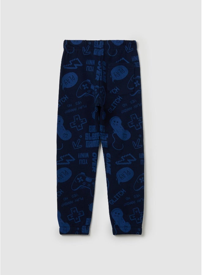 Ovs Fleece joggers with drawstring and print - Image 2