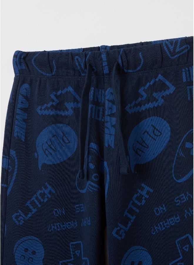 Ovs Fleece joggers with drawstring and print - Image 3