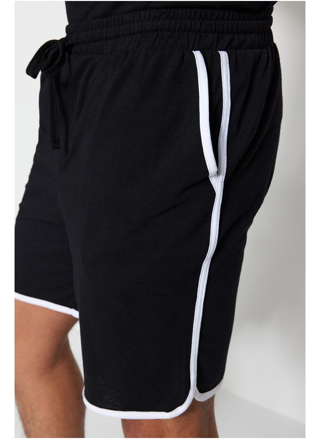 trendyol - Black Men's Regular Fit Crew Neck Sleeve Striped Pajamas Set - Image 1