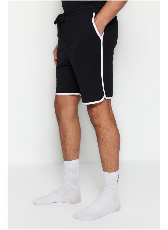 trendyol - Black Men's Regular Fit Crew Neck Sleeve Striped Pajamas Set - Image 1
