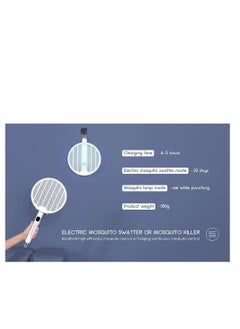 KASTWAVE Electric Fly Swatter, Fold Mosquito Zapper Handheld Mosquito Zapper Killer 3000 Volt Insect Fly Trap, Fly Zapper Racket for Indoor and Outdoor Pest Control Large Size with LED Light and 2 Layer Mesh  - Image 3